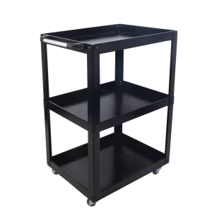 3 Gözlü Tekerlekli Parça Taşıma Arabası Siyah